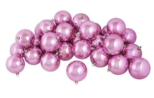 60ct Shiny Bubblegum Pink Shatterproof Ball Ornaments